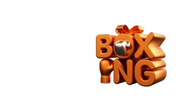 3D Render Golden Boxing Text With Gloves Against Background And Copy Space. png