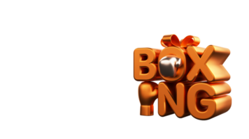 3D Render Golden Boxing Text With Gloves Against Background And Copy Space. png