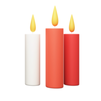 Red And White Burning Candles 3D Icon. png