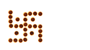 3D Render Of Swastika Shape Formed By Burning Clay Diya Or Oil lamps Against Background. png