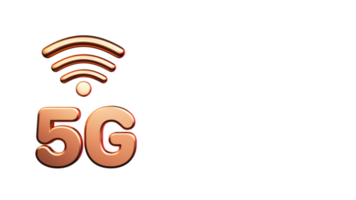 3D Bronze 5G Text With Wifi Symbol Against Background For High Speed Network. png