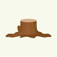 Isolated Tree Stump Against Comic Latte Background. vector