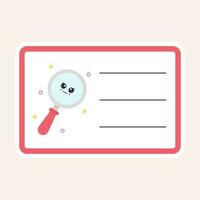 Cartoon Magnifying Glass Character Frame Or Notebook Label On Peach Background. vector