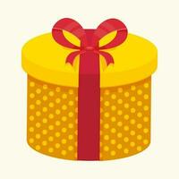 Gift Box Element In Red And Yellow Color. vector