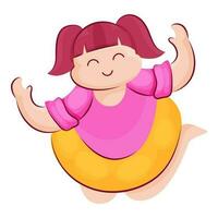 Character Of Cute Girl With Swimming Ring On White Background. vector