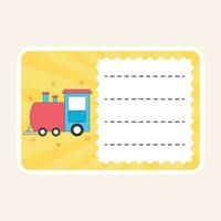 Train Notebook Label Or Frame On Peach Background. vector