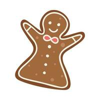 Flat Gingerbread Girl Element On White Background. vector