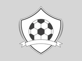 Doodle Soccer Shield Label On Gray Background. vector