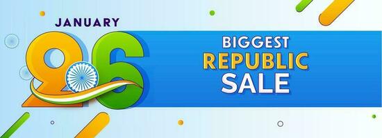 Biggest Republic Sale Banner Or Header Design With 26th January Font On Blue Background. vector