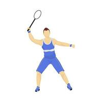 Faceless Athlete Man Holding Racket On White Background. vector