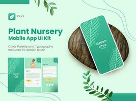 Plant Nursery Application Splash Screens Including Like As Sign In, Sign Up for Mobile App and Responsive Website. vector