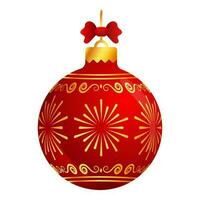 Red And Golden Firework Bauble Icon In 3D Style. vector