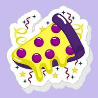 Isolated Pizza Slice Colorful Icon Or Sticker In Flat Style. vector