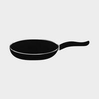 Black And Silver Illustration Of Clean Fry Pan In 3D Style. vector