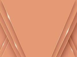 Dark Peach Paper Layer Cut Background with Golden Edges, Light Effect. vector