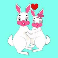 Cute bunny couple, Love or Valentines Day concept. vector