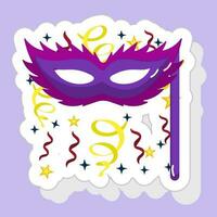 Isolated Party Mask With Stick Icon In Flat Style. vector