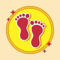 Sticker Style Barefoot Print Icon Or Symbol In Flat Style. vector