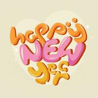 Colorful Stylish Happy New Year Font Against Pastel Brown Background. vector