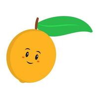 Cute Cartoon Emoji Of Lemon On White Background. vector