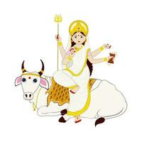 Statue Of Indian Goddess Shailputri On White Background. vector