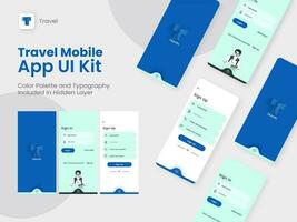 Set of UI, UX, GUI Screens Travel App Including Like As Sign In, Sign Up for Mobile Application or Responsive Website. vector