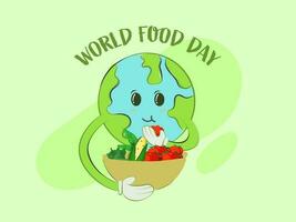 World Food Day Concept With Mother Earth Eating From a Vegetable Basket. vector