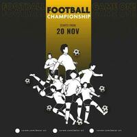 fútbol americano campeonato concepto establecido póster diseño con sin rostro masculino fútbol jugadores en varios poses en negro antecedentes. vector
