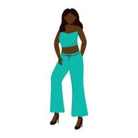 Faceless African Modern Young Woman Standing On White Background. vector