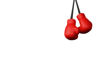 3D Render Of Hanging Boxing Gloves Against Background. png