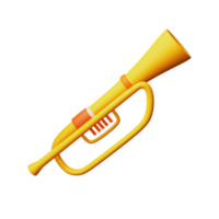 Golden And Orange Illustration Of Trumpet 3D Icon. png