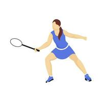 Faceless Athlete Woman Holding Racket On White Background. vector