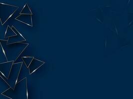 Golden Light Effect Geometric Golden Triangle Elements On Blue Background. vector
