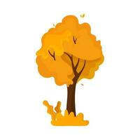 Cutout Style Tree Element In Orange Color vector