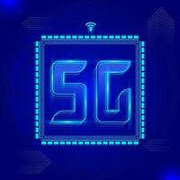 5G Chip Processor Technology Background In Blue Color. vector