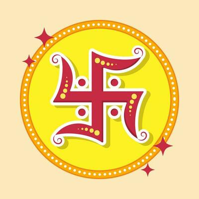 Illustration Of Red Swastika Symbol Or Icon In Flat Style.