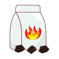 Fire Symbol Packet With Coal Stack On White Background. vector