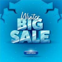 Winter Big Sale Poster Design With Cracked Earth On Blue Background. vector