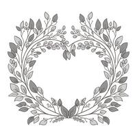Watercolor Wreath or Floral Frame In Heart Shape. Illustration. vector
