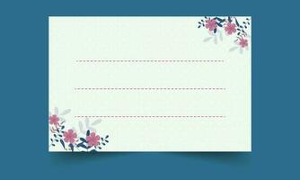 Flower With Leaves And Berry Decorative Card Or Notebook Label On Teal Blue Background. vector