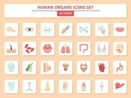 Set Of Human Organs Icons On Square Peach Background vector