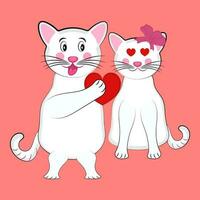 Cute cat couple in Love. Love or Valentines Day concept. vector