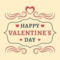 Illustration Of Happy Valentine's Day Font With Frame Against Beige Background. vector