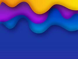 Smooth Yellow, Purple or Blue Waves or Paint Against Blue Background with Space for your Business Presentation. vector