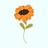Orange Flower Element In Flat Style. vector