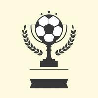 Black And White Soccer Ball With Laurel Leaves And Blank Ribbon Against Cosmic Latte Background. vector