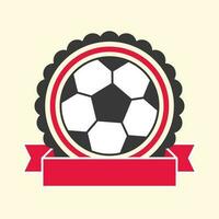 Illustration Of Soccer Wheel With Blank Red Ribbon On Cosmic Latte Background. vector