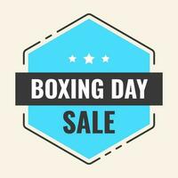 Boxing Day Sale Text With Blue Hexagon Frame On Cosmic Latte Background For Advertising. vector