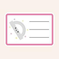 Mascot Protractor Notebook Label Or Tag On Peach Background. vector