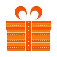 Circles With Strip Wrapping Gift Box Element In Orange And White Color. vector